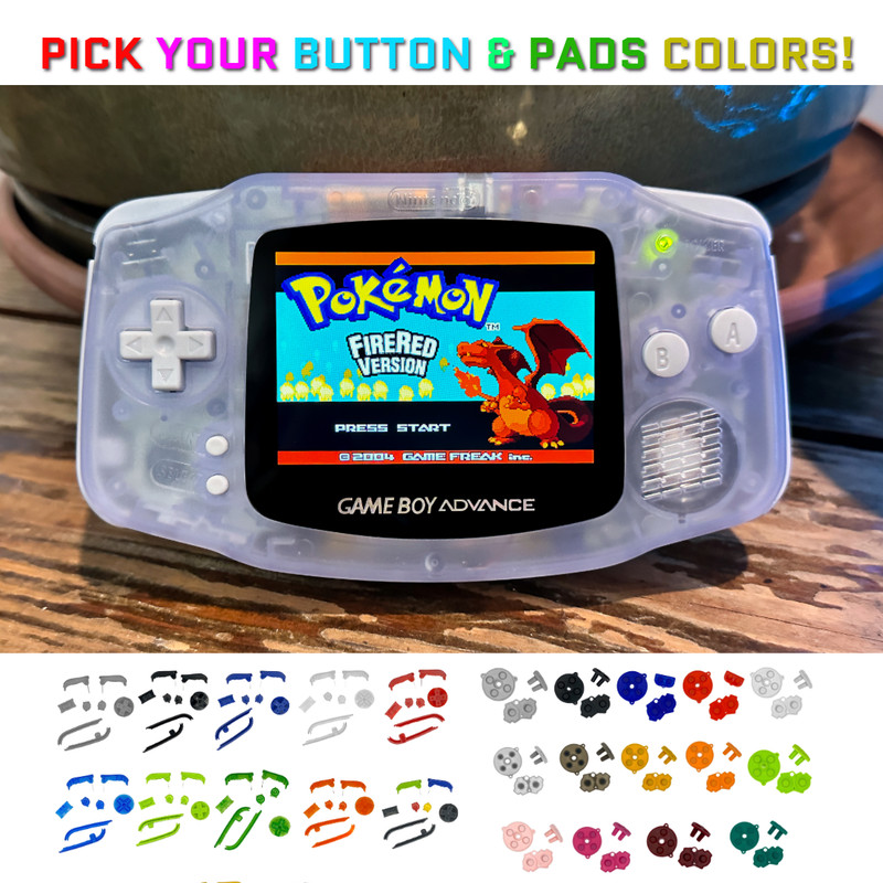 Nintendo Game Boy Advance GBA Glacier System 101 Backlit V5 IPS LCD BUTTONS