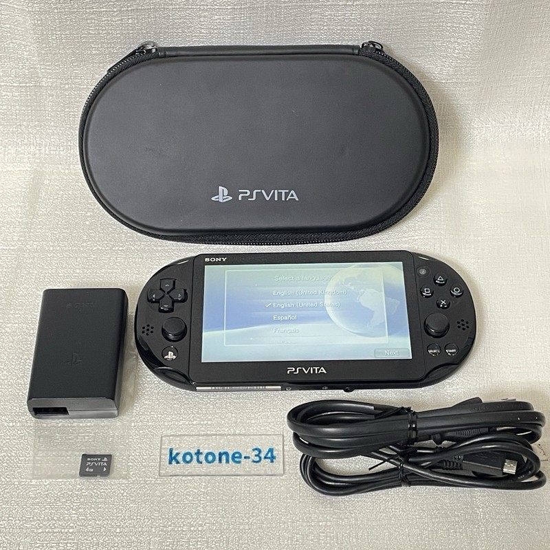 PS Vita PCH-2000 Black Console w/ 4gb memory card & Charger & Hard Pouch SONY