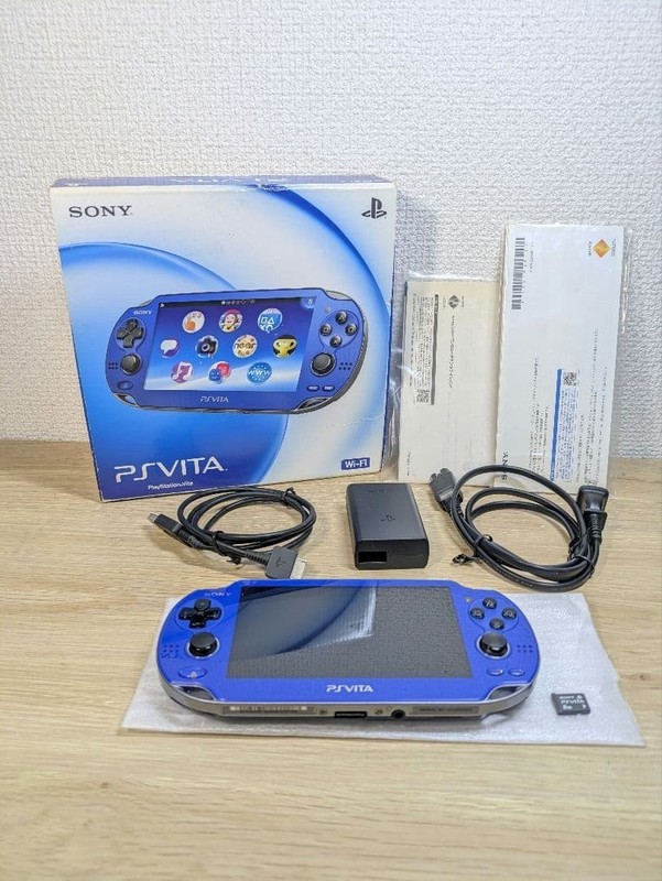 PS Vita Sapphire Blue PCH 1000 ZA04 Wi-Fi Model Console Charger Set Sony PSV gallery