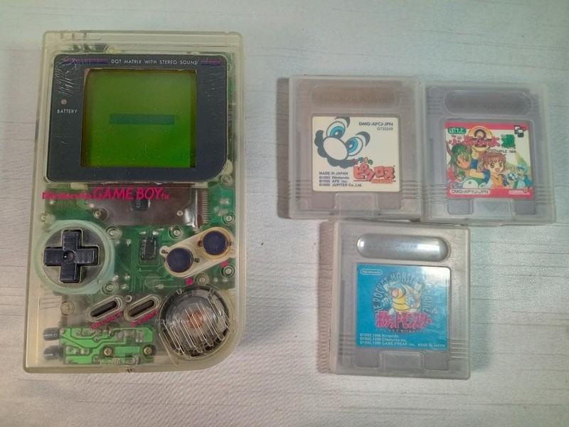 Nintendo Game Boy Bros DMG-01 Clear Skeleton Console with 3 Games 5.8 inch Worki
