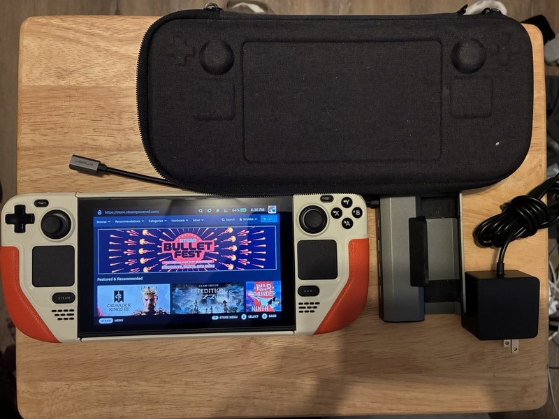 Valve Steam Deck 512GB Handheld LCD Console, Charger, and Carrying Case