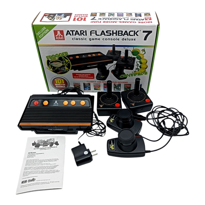 Atari Flashback 7 Deluxe Console 101 Built In Games 4 Controllers Box Tested