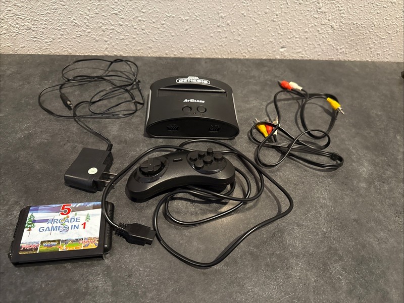 ATGames Sega Genesis Classic Game Console W/ Controller & Cables Tested Woks