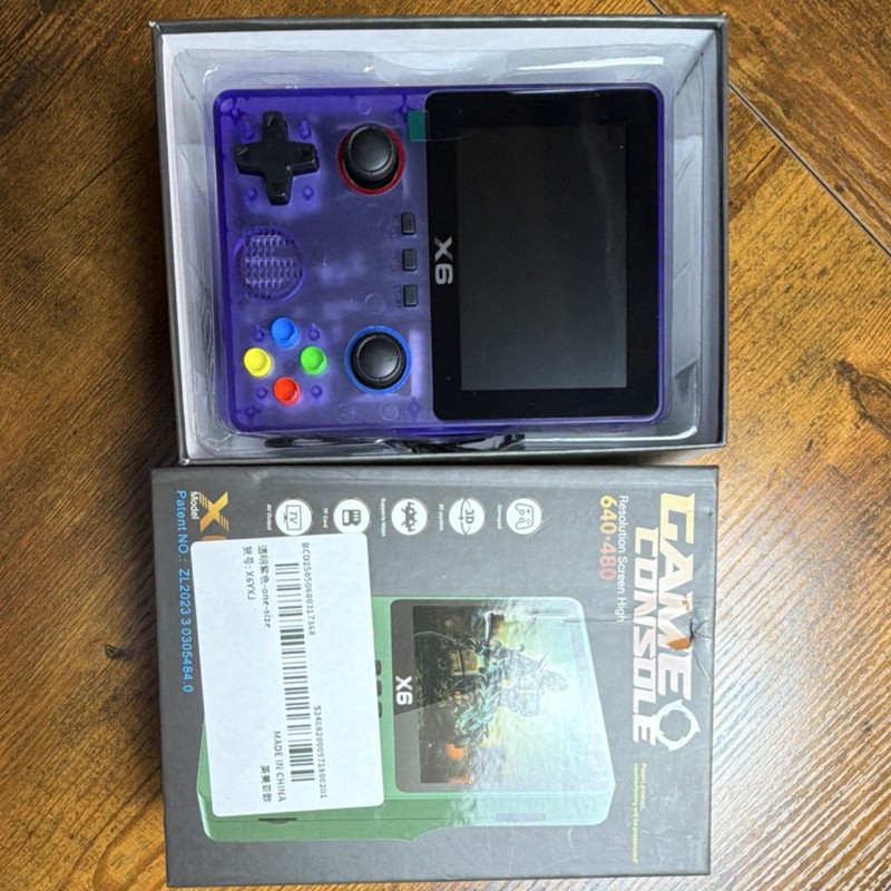 X6 Handheld Game Console Purple 640x480 AV Output TF Card Gamepad 3D Joystick gallery
