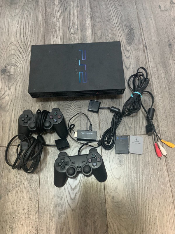 Sony PlayStation 2 Fat Console W/ Controllers Cables Memory Cards HDMI adapter