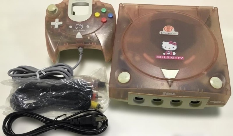 SEGA Dreamcast Hello Kitty Pink Skeleton Console HKT-3000 Tested Working Japan
