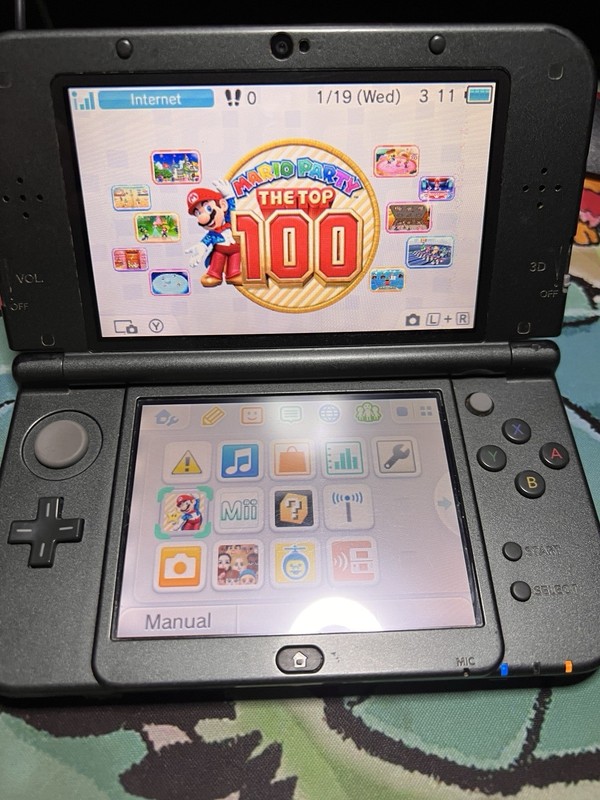 New Nintendo 3DS XL Black Console Stylus Charger Tested 32gb Sandisk & Two Games gallery
