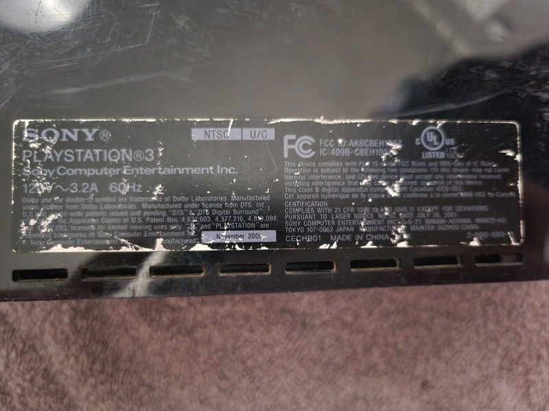 Sony PlayStation 3 Launch Edition 20GB Black Console YLOD