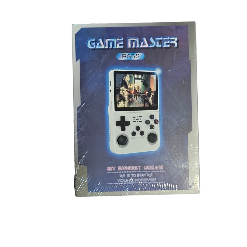 Game Master R36S Handheld Retro Gaming Console 64GB 3.5″ IPS Screen White New