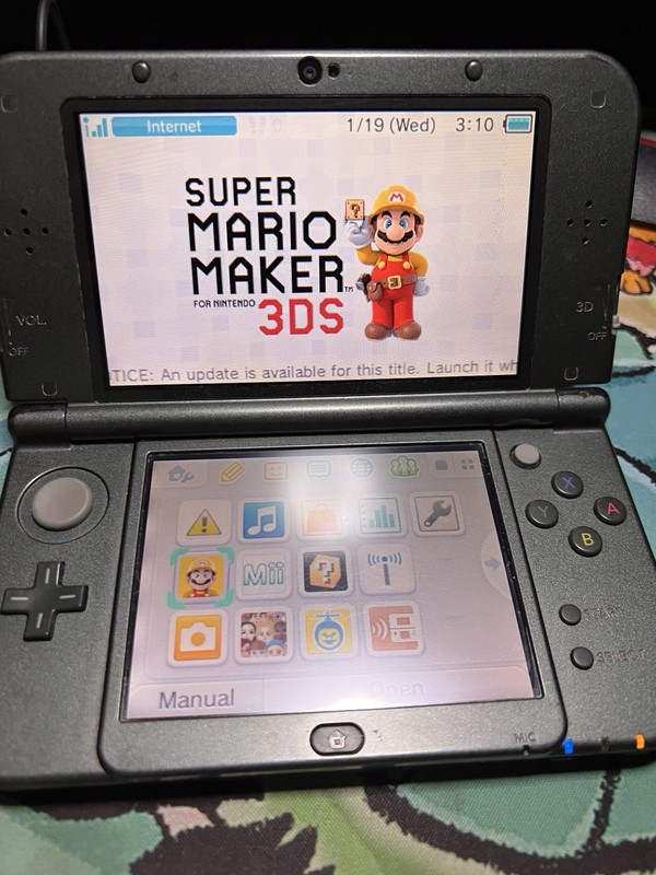 New Nintendo 3DS XL Black Console Stylus Charger Tested 32gb Sandisk & Two Games gallery