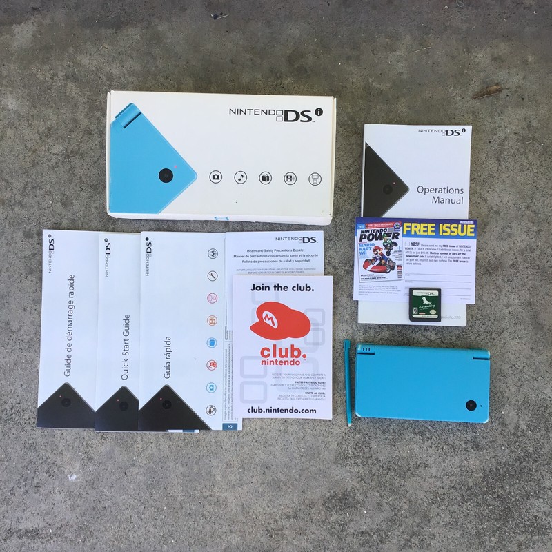 Nintendo DSi Light Blue Handheld Console w/Box, Nintendog, & Instruction Booklet