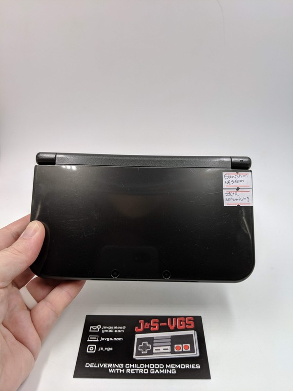 Nintendo New 3DS XL Black BLEMISH ON TOP SCREEN ZR + R NOT WORKING AS IS
