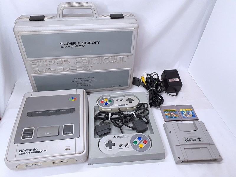 Super Famicom 1chip-01 Console Nintendo Box case Super Mario Land 1 2 set NTSC-J