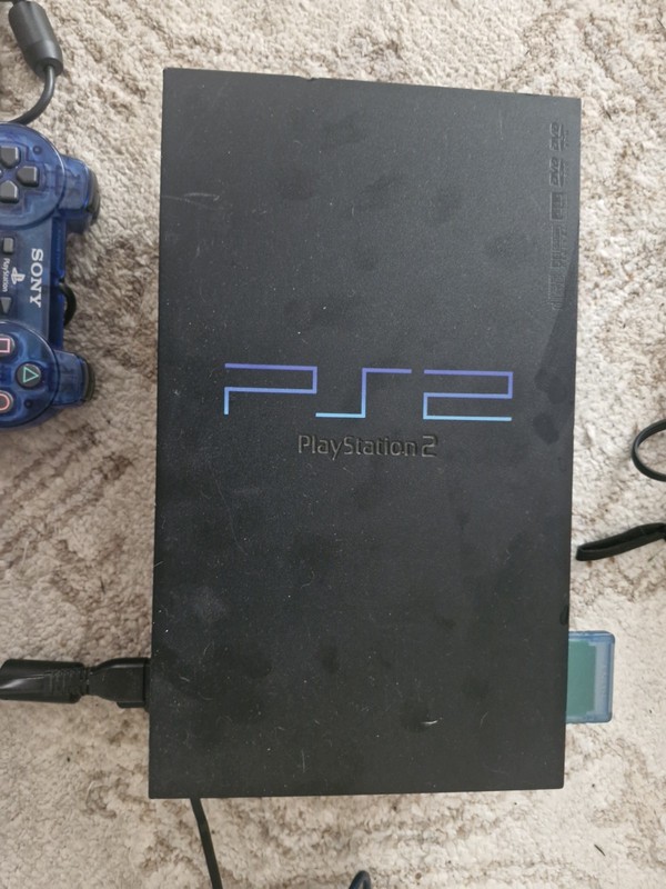 Playstation 2 PS2 Fat Black Game Console 2 OEM Controllers Extender Memory Card gallery