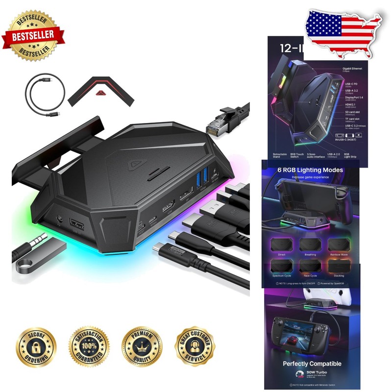 Steam Deck Docking Station 12-in-1 RGB 4K@120Hz 100W PD