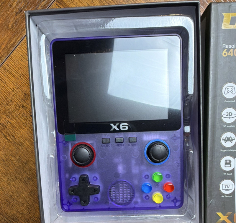 X6 Handheld Game Console Purple 640x480 AV Output TF Card Gamepad 3D Joystick