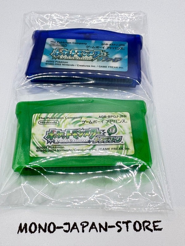 Pokemon Sapphire + LeafGreen Double Set GBA Authentic Japan Nintendo Bundle