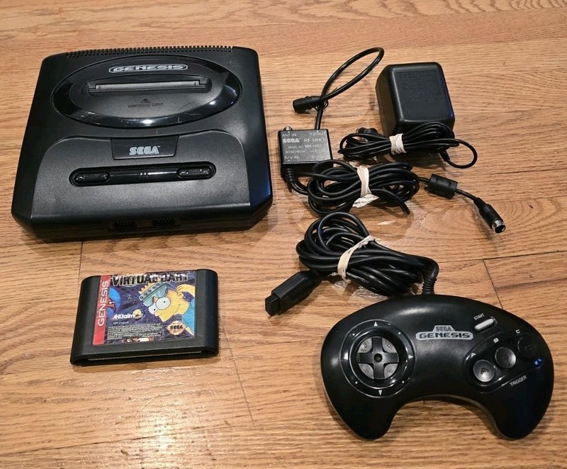Original Sega Genesis System Model 2 Console Complete With Virtual Bart Game OEM