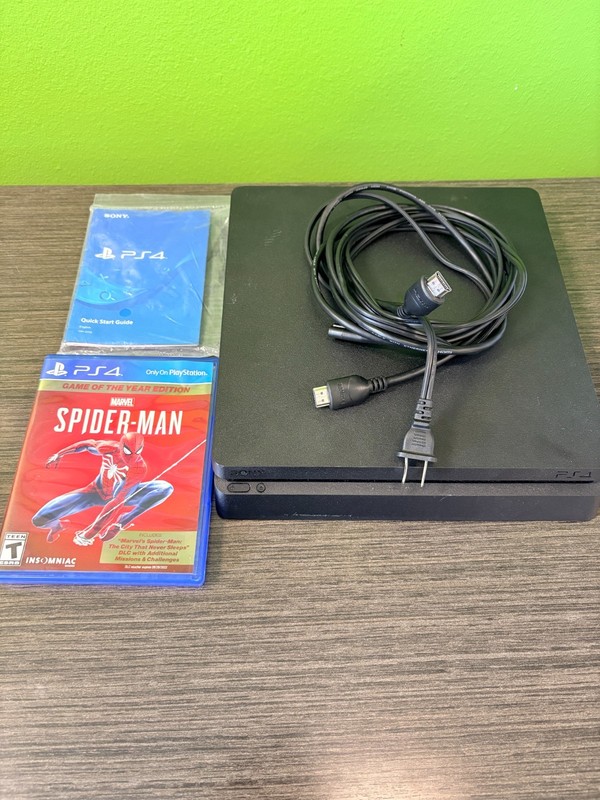 Sony PlayStation 4 PS4 Slim 1TB Console with Spiderman and cables (CUH-2215B)