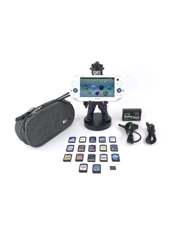 SONY PS Vita PCH-2000 Slim Light Blue White Wi-Fi w/ Bag/Charger/ Japanese Games