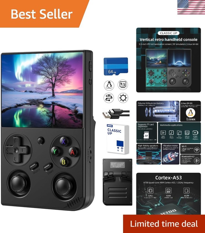 Handheld Gaming Delight: Retro Console with 3.5» IPS & 5G WiFi Connectivity