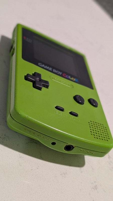 Game Boy Color Lime Green Kiwi Handheld Console System Megaman Extreme Game gallery