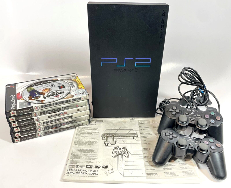 Sony Playstation 2 PS2 Model SCPH-35001 Console Sports Games 2 Controller Bundle