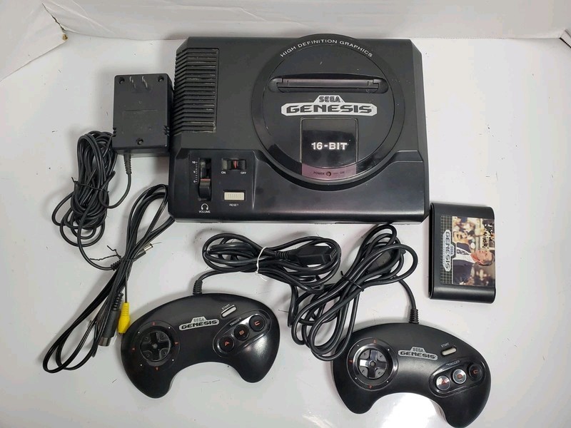 Sega Genesis Model 1601 Console w/ 2x Controllers, Power , AV Cable, 1 Game