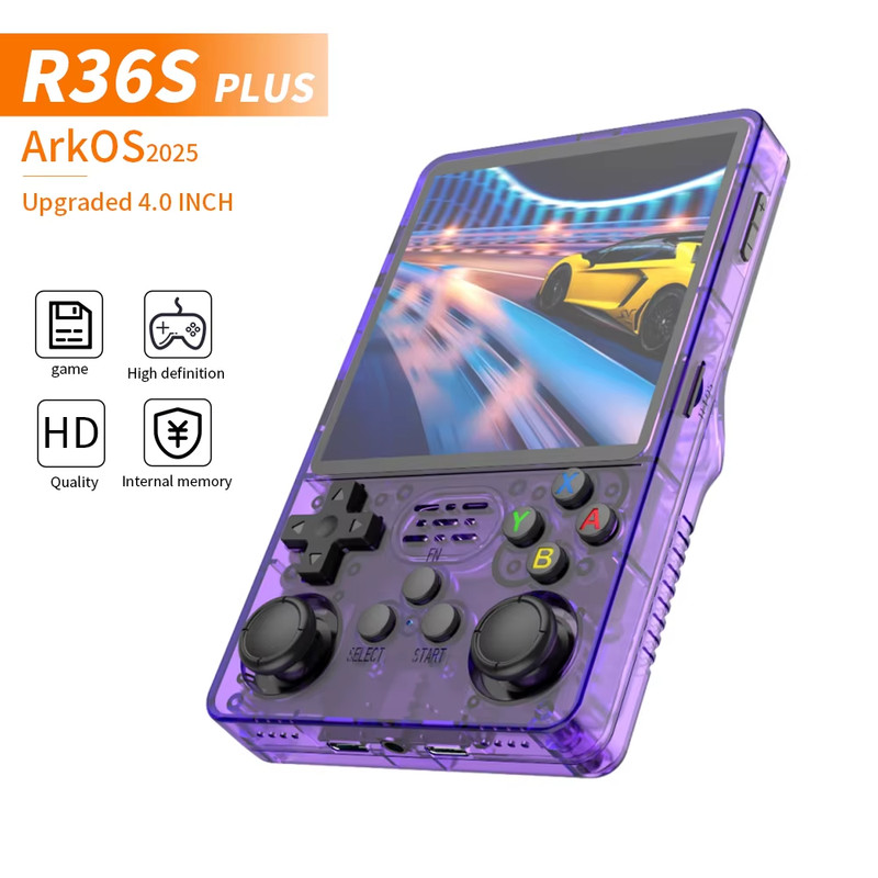 R36S 128gb Handheld Game Console – Black, Purple – Retro Emulator w/ 25k+ Games gallery