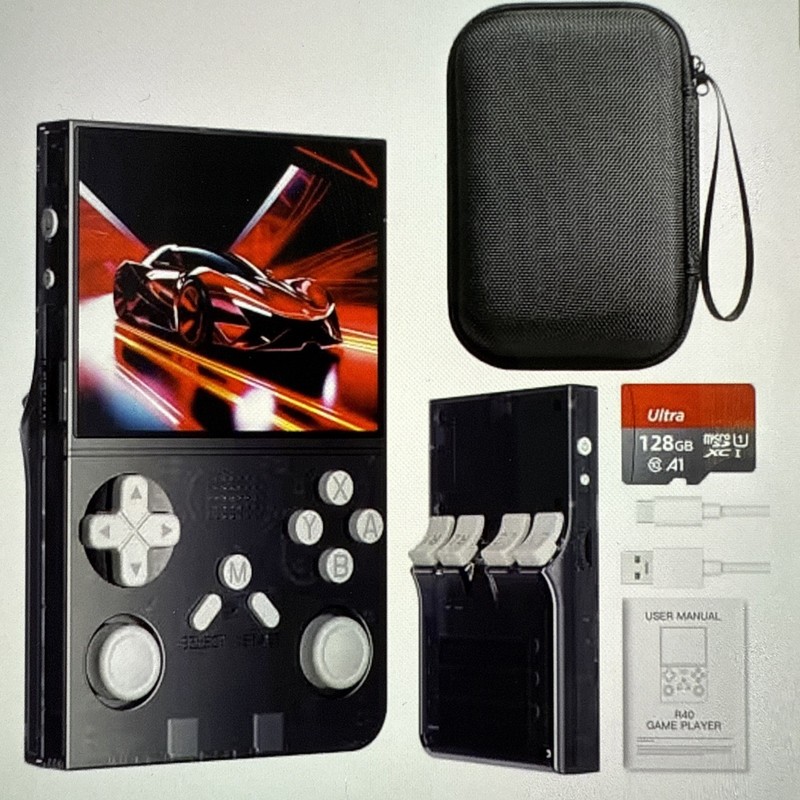 R40 Retro Handheld Game Console 3.5″ IPS Display 128G Dual Power Options W/games