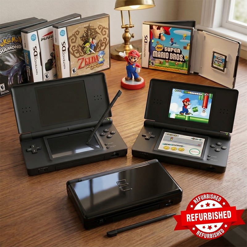 Nintendo DS Lite Console Handheld System Cleaned Tested New Black Case Reneweds gallery