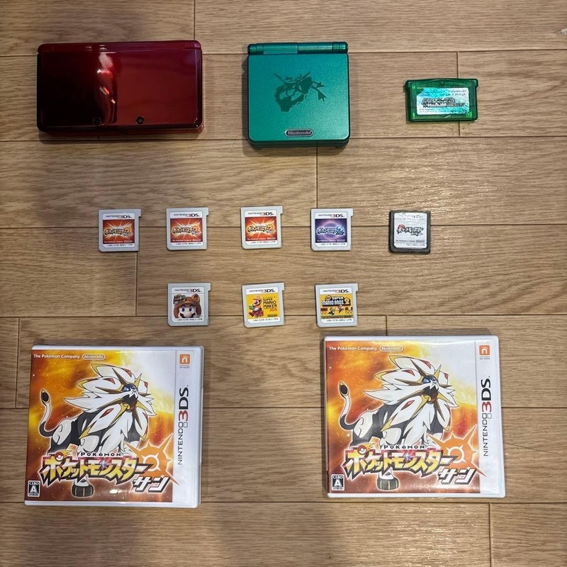 Nintendo 3DS Game Boy Advance SP many Pokemon games old nautical charts