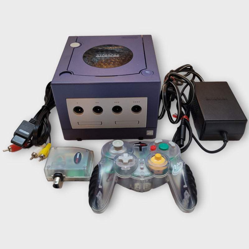 Nintendo GameCube DOL-001 Indigo Console w/ Wireless Controller & Cords (TESTED)