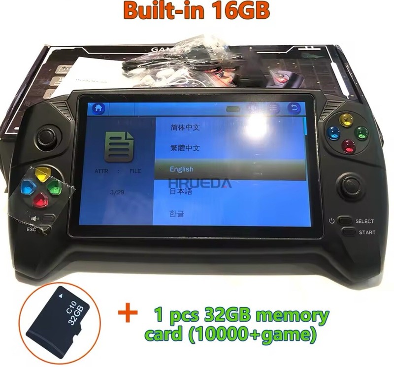 New Portable Retro Video Game Console Player 16Gb 7 inch Support Dual Player gallery