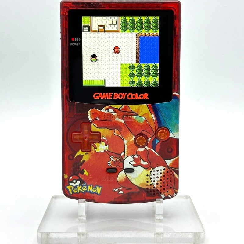 Nintendo Game Boy Color GBC IPS Q5 Backlight Mod Pokemon Charizard Red Edition