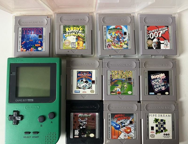 Nintendo Game Boy Pocket With 10 Games! All Tested & Working. MGB-001 – Green