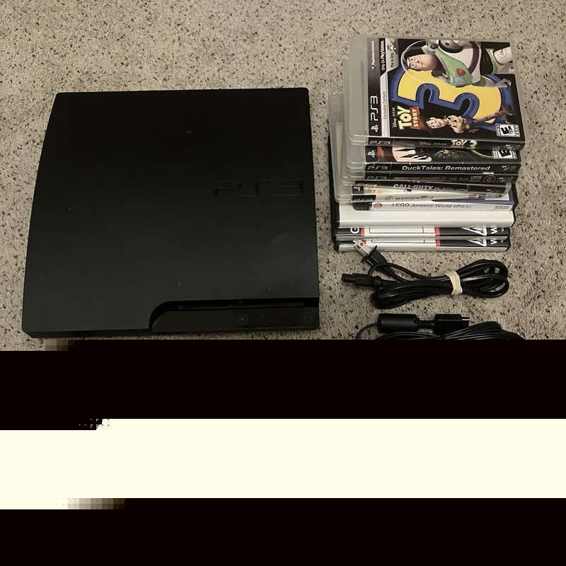 Sony PlayStation 3 Slim CECH-3001A 160GB w/ Controller Cables & 9 Games – Tested