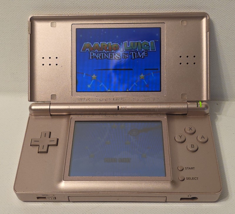 Nintendo DS Lite Console metallic pink USG-001 OEM charger Mario & Luigi TESTED gallery