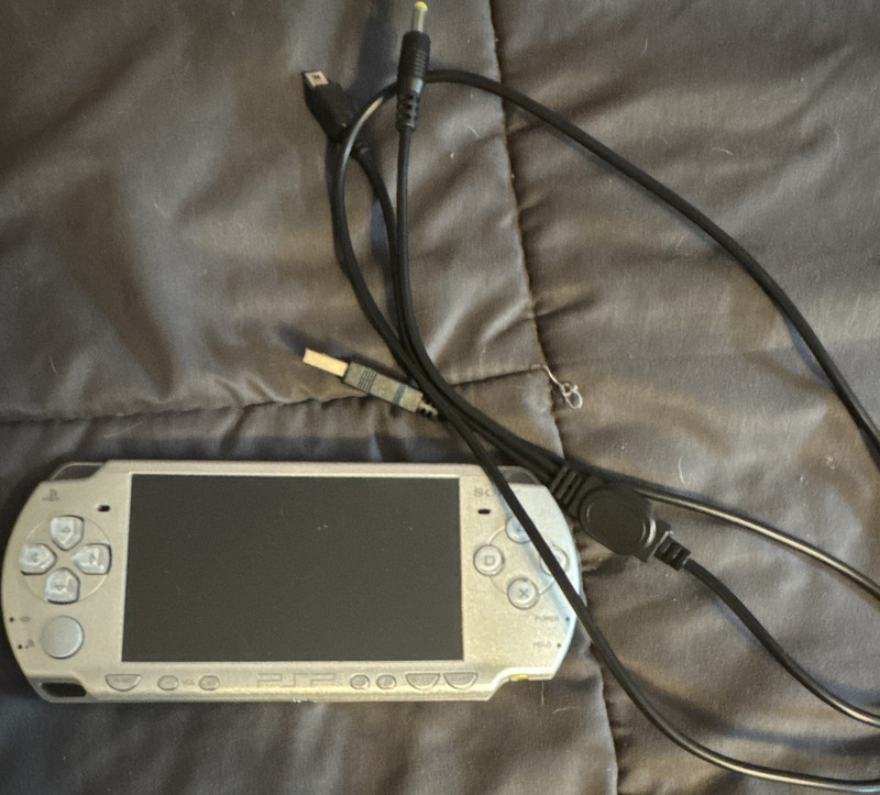 Sony PSP Silver Handheld Console Wi-Fi Capability with Charger and Battery
