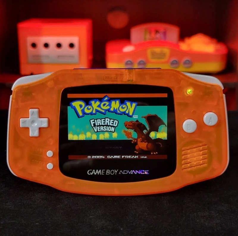 Clear Orange Game Boy Advance GBA iPS LCD USB-C 1800 mAh Rechargeable Battery
