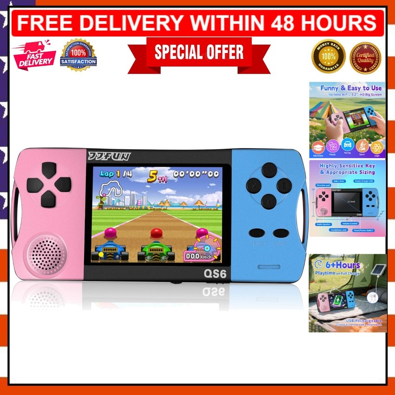 Rechargeable Portable Gaming Console for Kids - 216 Classic Retro Adventures