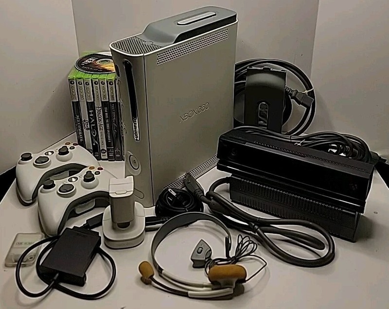 Microsoft Xbox 360 60GB HD Console, 2 Controllers & 8 Games + More.