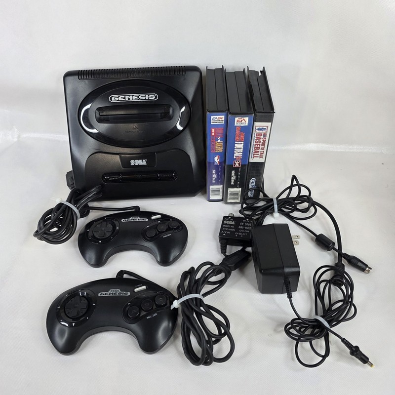 Sega Genesis 2 Console Bundle Model MK-1631 W/ 2 Controllers + 3 Games – Tested