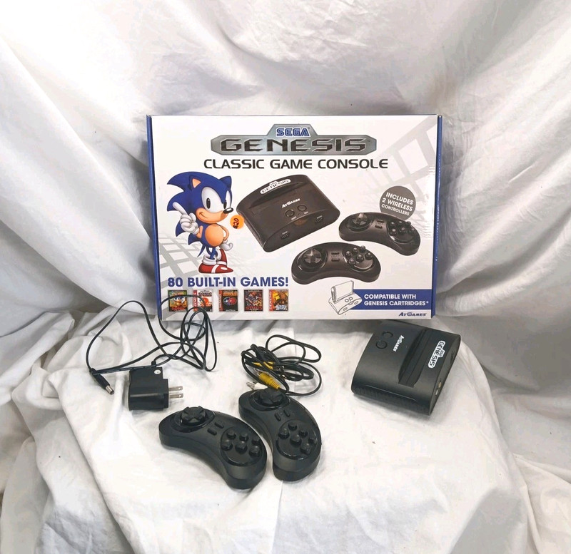 Sega Genesis, Classic Game console, 2 wireless controllers, 80 built in games