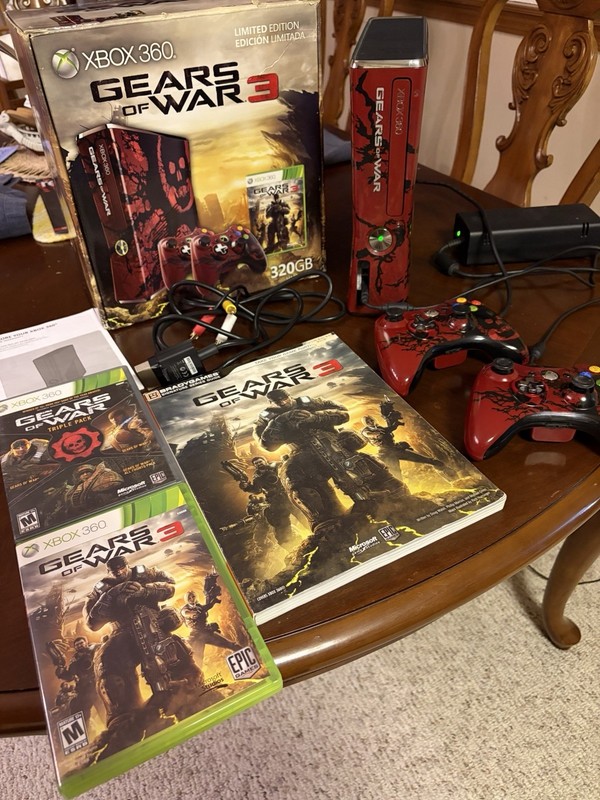 Limited Edition Gears of War 3 320GB Xbox 360 with Box, Game Guide, & Triple PAC