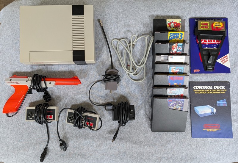 Nintendo NES Console (NES-001), 8 Games & Game Genie Bundle – Tested & Working