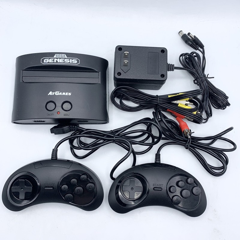 AT Games Sega Genesis Classic Mini Console W/ 2 Wired Controllers Cords Tested