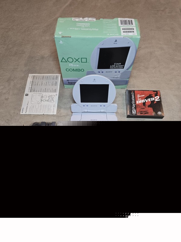 PSOne Combo Ps1 With LCD Screen, Box, Manual, Power, AV, Driver 2 Game (CIB)