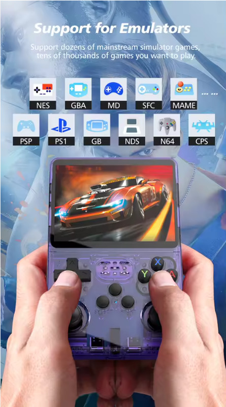 R36S 128gb Handheld Game Console – Black, Purple – Retro Emulator w/ 25k+ Games gallery