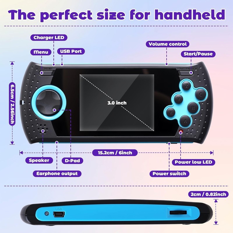 USB Rechargeable 16-Bit Handheld Gaming Device - 230 Retro Games Included gallery